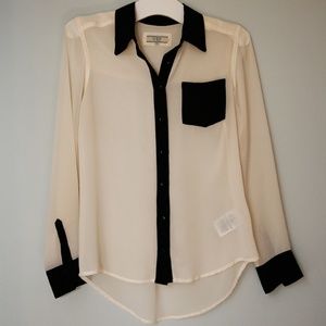 Guess Tops - GUESS Sheer Contrast Button Down Top Guess Tops - GUESS Sheer Contrast Button Down Top